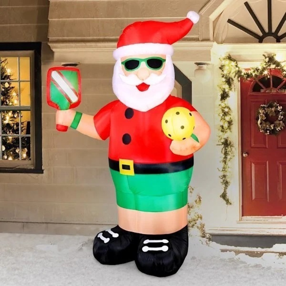 Santa Claus Playing Pickleball 6ft Christmas in July Inflatable Summer Holiday